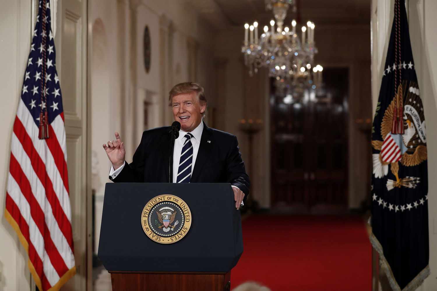 President Donald Trump speaks in the East Room of the White House in Washington to announce Judge Neil Gorsuch as his nominee for the Supreme Court. (Carolyn Kaster/AP)
