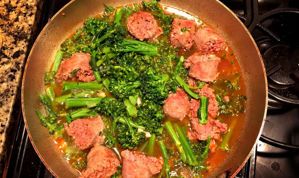Kathy's Italian sausage and broccoli rabe sauce. (Kathy Gunst for Here & Now)