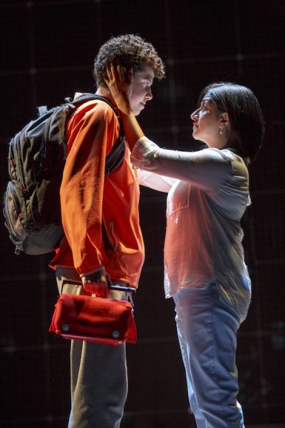 Adam Langdon as Christopher Boone and Maria Elena Ramirez as Siobhan. (Courtesy Boston Opera House)