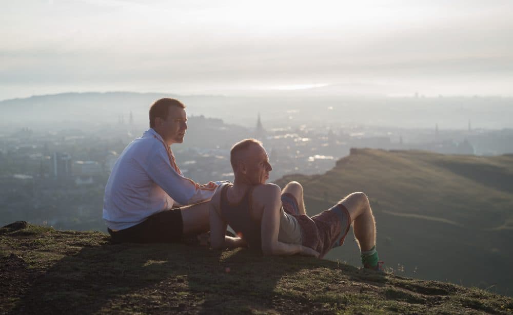 Mark and Spud after their run on top of Arthur's Peak in "T2 Trainspotting." (Courtesy Graeme Hunter/CTMG, Inc.)