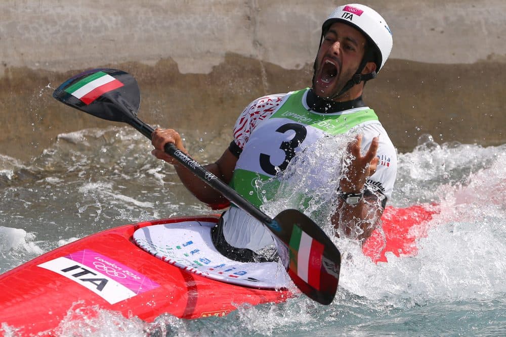 Daniele celebrates his gold medal victory. (Phil Walter/Getty Images)