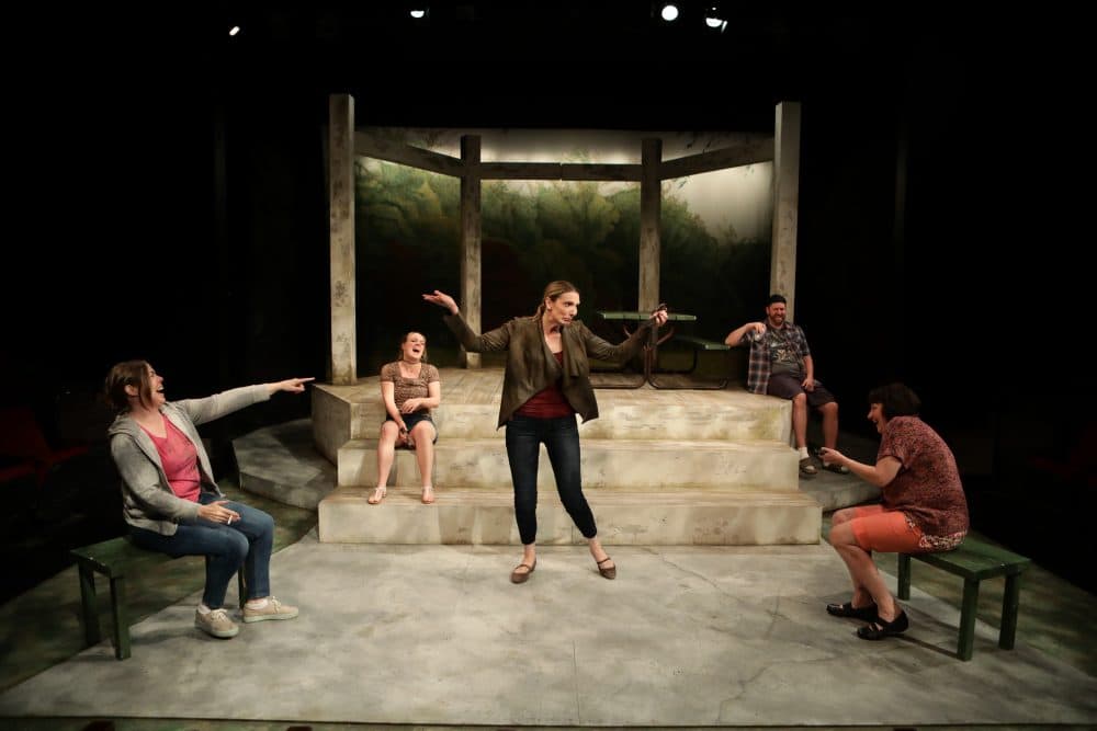 Christine Power, Sarah Elizabeth Bedard, Deb Martin, Bryan T. Donovan and Adrianne Krstansky in "Barbecue." (Courtesy Mark S. Howard)