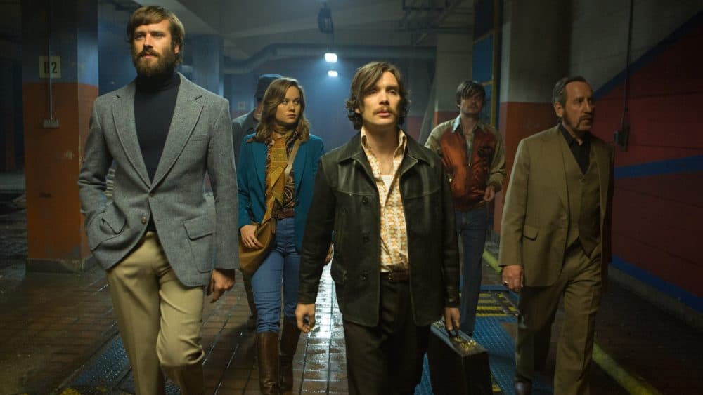 Armie Hammer, Brie Larson, Cillian Murphy, Sam Riley and Michael Smiley in "Free Fire." (Courtesy Kerry Brown/A24)