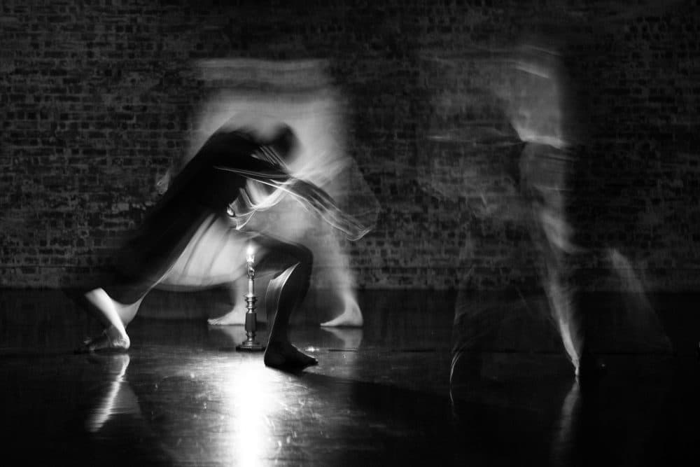 Olivia Coombs, Jessie Jeanne Stinnett and Kat Ellis in a performance that led to the development of "Beneath Crystal Skin." (Courtesy Manu Valcarse Photography at Chisenhale Dance Space, London)