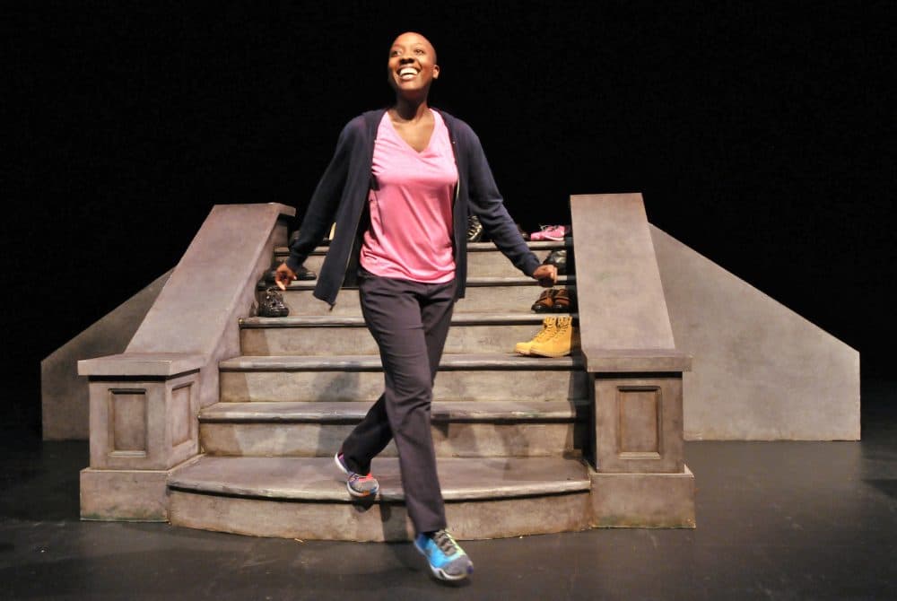 Adobuere Ebiama as one of nine characters she portrays in "Mr. Joy." The show is traveling to four of Boston's neighborhoods. (Courtesy Craig Bailey/ArtsEmerson)