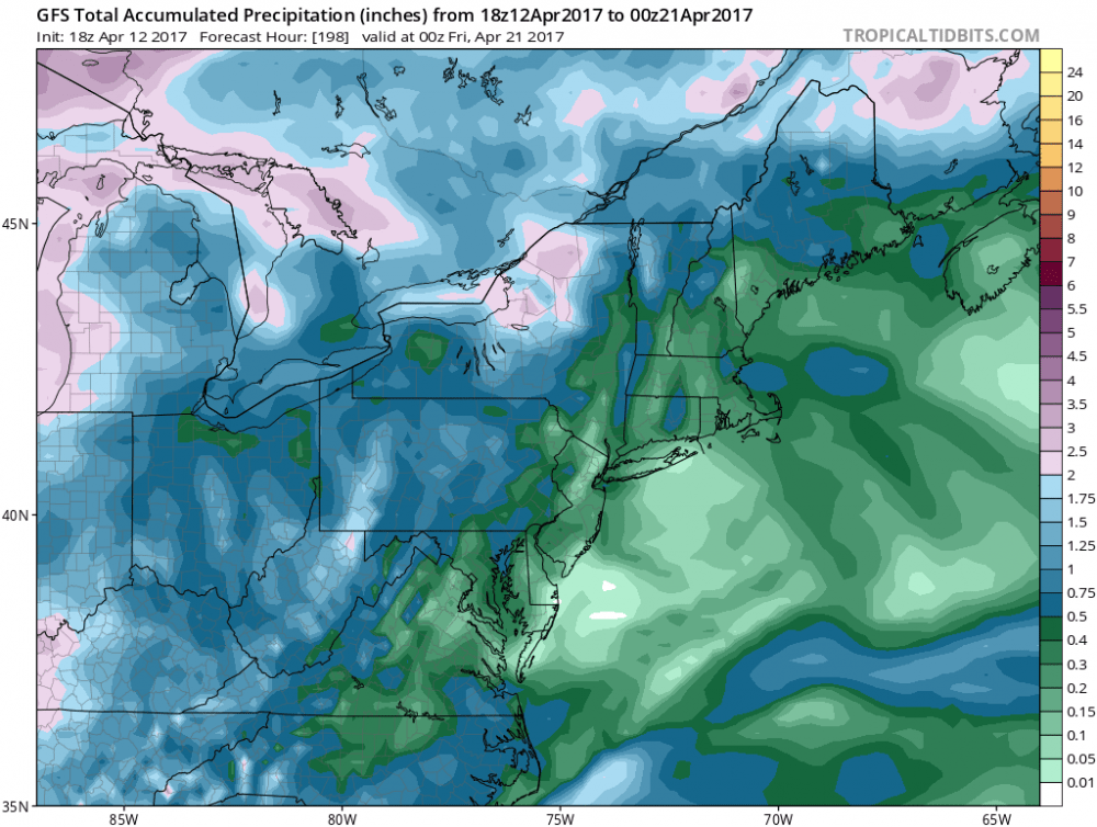 Very little rain is in the forecast for the next seven days. (Courtesy Tropical Tidbits)