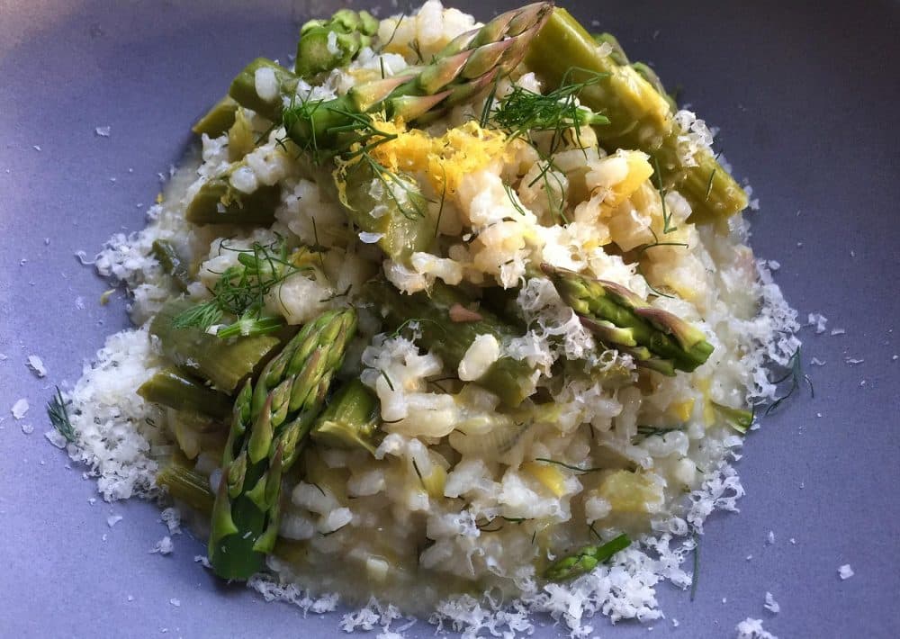 Kathy's asparagus risotto. (Kathy Gunst for Here & Now)