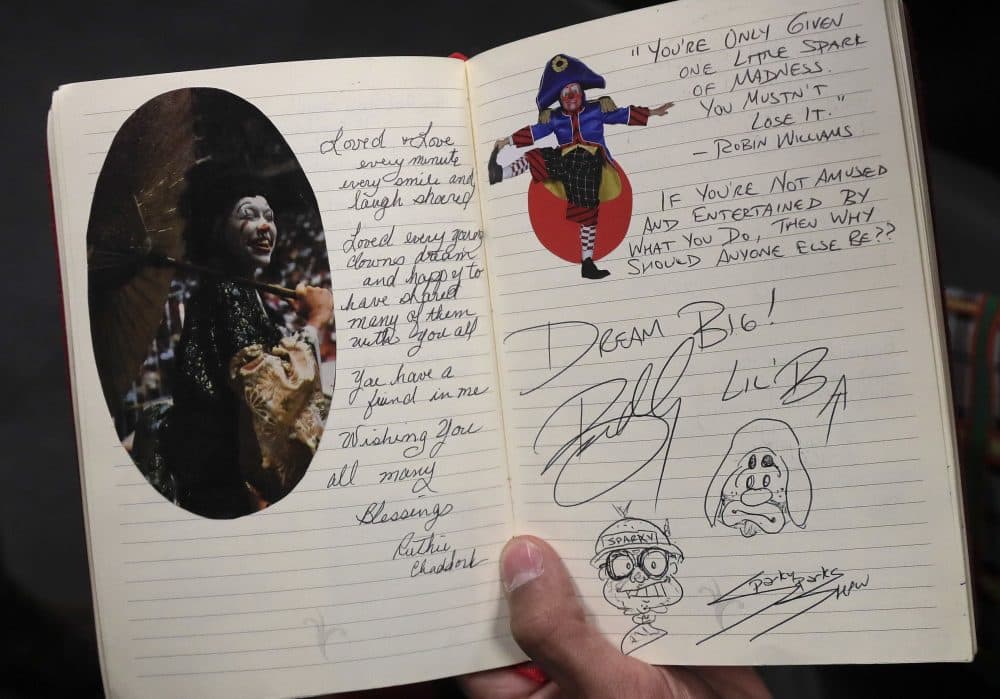 Ringling Bros. clown Brian Wright holds his clown bible. (Julie Jacobson/AP)