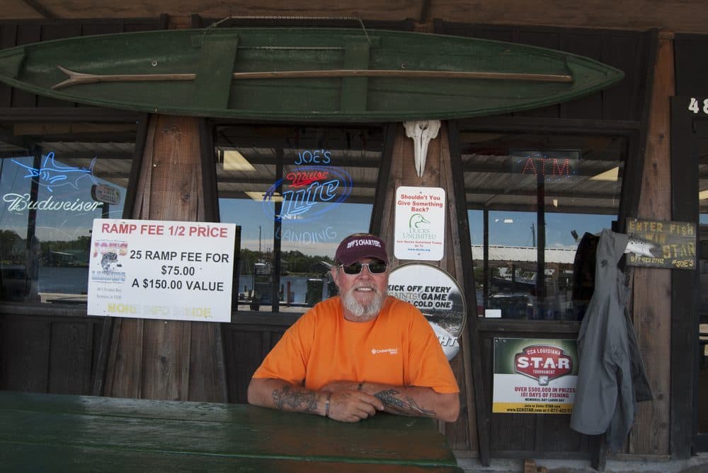 Charter boat captain Ripp Blank at Joe's Landing Marina in Barataria, La. (Virginia Hanusik for Here & Now)