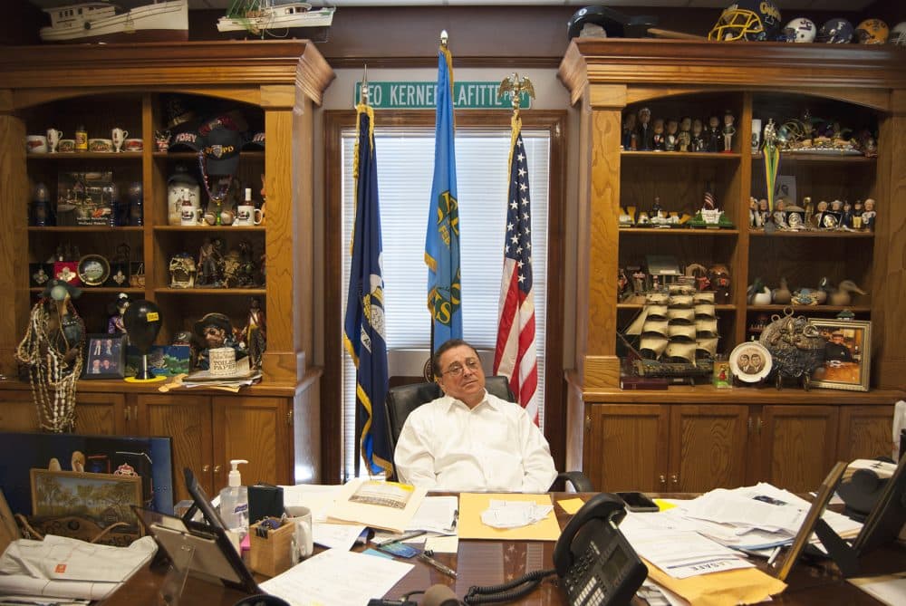 Jean Lafitte Mayor Timothy Kerner, in his office. (Virginia Hanusik for Here & Now)