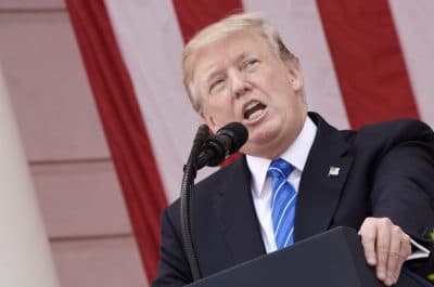 President Donald Trump speaks at a wreath-laying ceremony at the Tomb of the Unknown Soldier at Arlington National Cemetery on Memorial Day, May 29, 2017 in Arlington, Va. (Olivier Douliery - Pool/Getty Images)