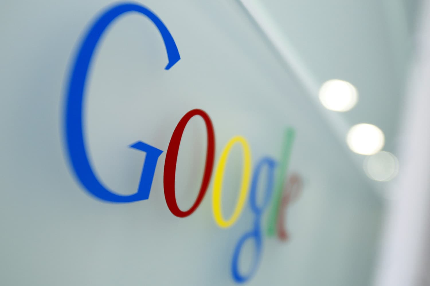 In this file photo, the Google logo is seen at the Google headquarters in Brussels. (Virginia Mayo/AP))