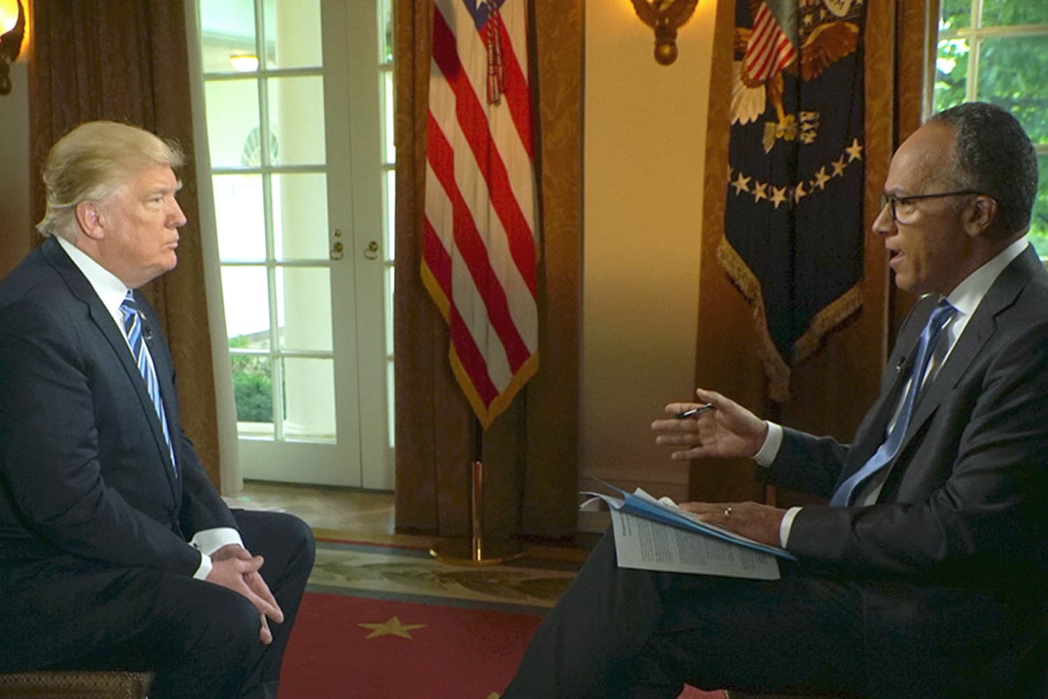 In this image provided by NBC News, President Donald Trump is interviewed by NBC's Lester Holt. (Joe Gabriel/NBC News/AP)