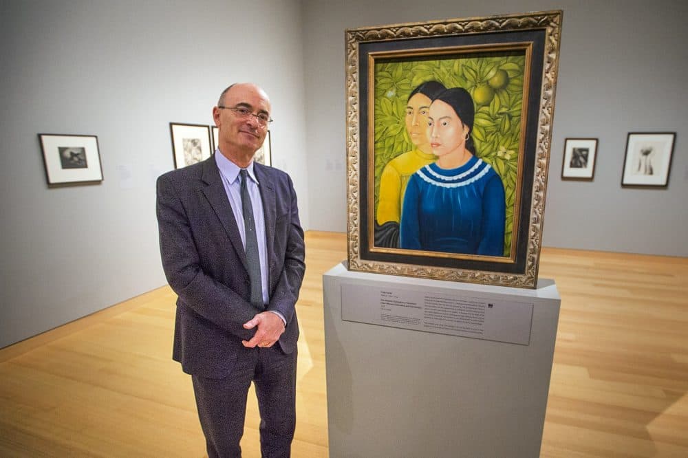 MFA director Matthew Teitelbaum with Frida Kahlo’s "Dos Mujeres", which was brought to the museum last summer. (Jesse Costa/WBUR)