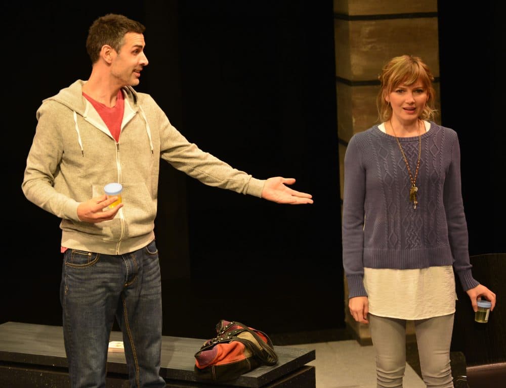 Connie (Susannah Hoffman) and Tristan (Mickey Solis) in "The Effect." (Courtesy Gary Ng/Gloucester Stage)