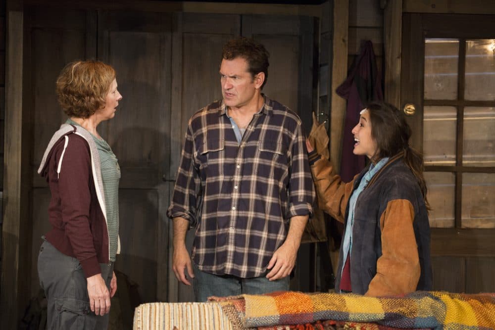 Kathleen McNenny, Stevie Ray Dallimore and Sasha Diamond in "The Birds" at Barrington Stage Company. (Courtesy of Scott Barrow/Barrington Stage)