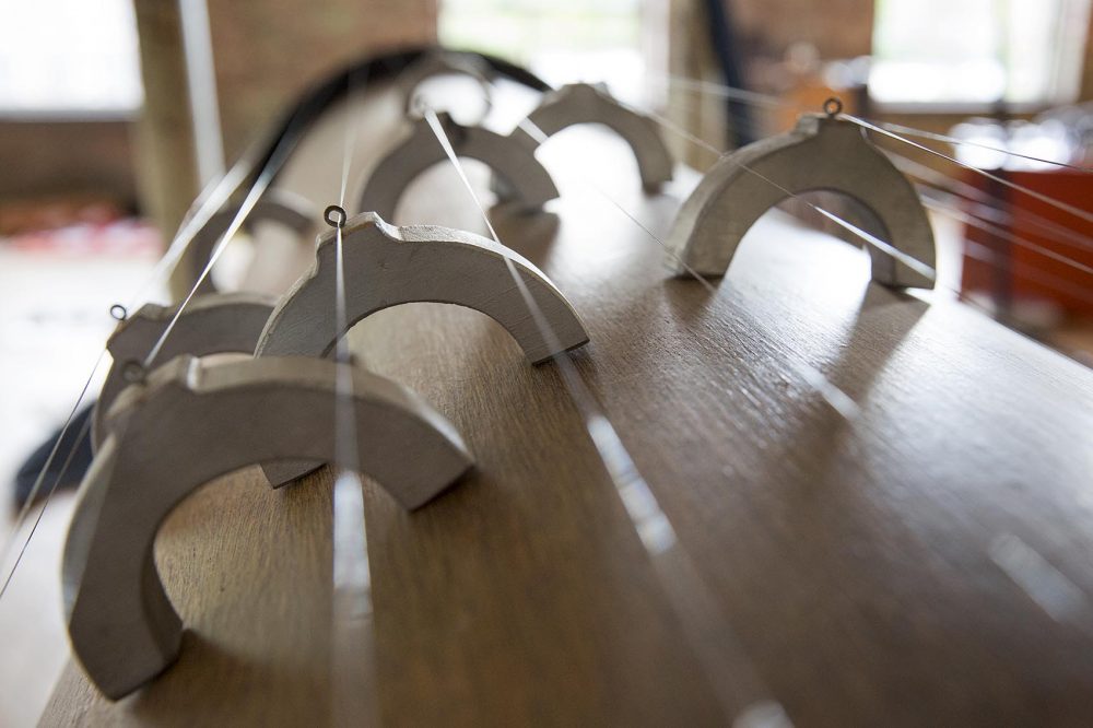 Detail of an instrument by Gunnar Schonbeck at MASS MoCA. (Robin Lubbock/WBUR)