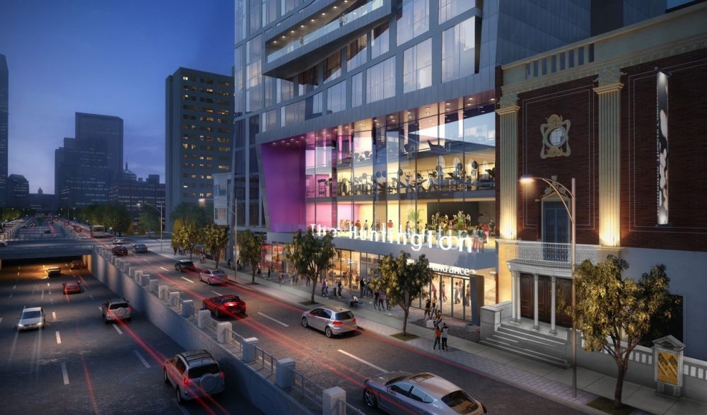 A rendering of the plans for the building adjacent to the Huntington's space. (Courtesy of BLDUP and Stantec)