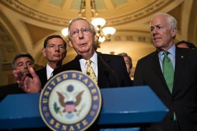 Senate Majority Leader Senator Mitch McConnell (R-Ky.) speaks after a weekly meeting with Senate Republicans on Capitol Hill July 18, 2017 in Washington, D.C. (Brendan Smialowski/AFP/Getty Images)