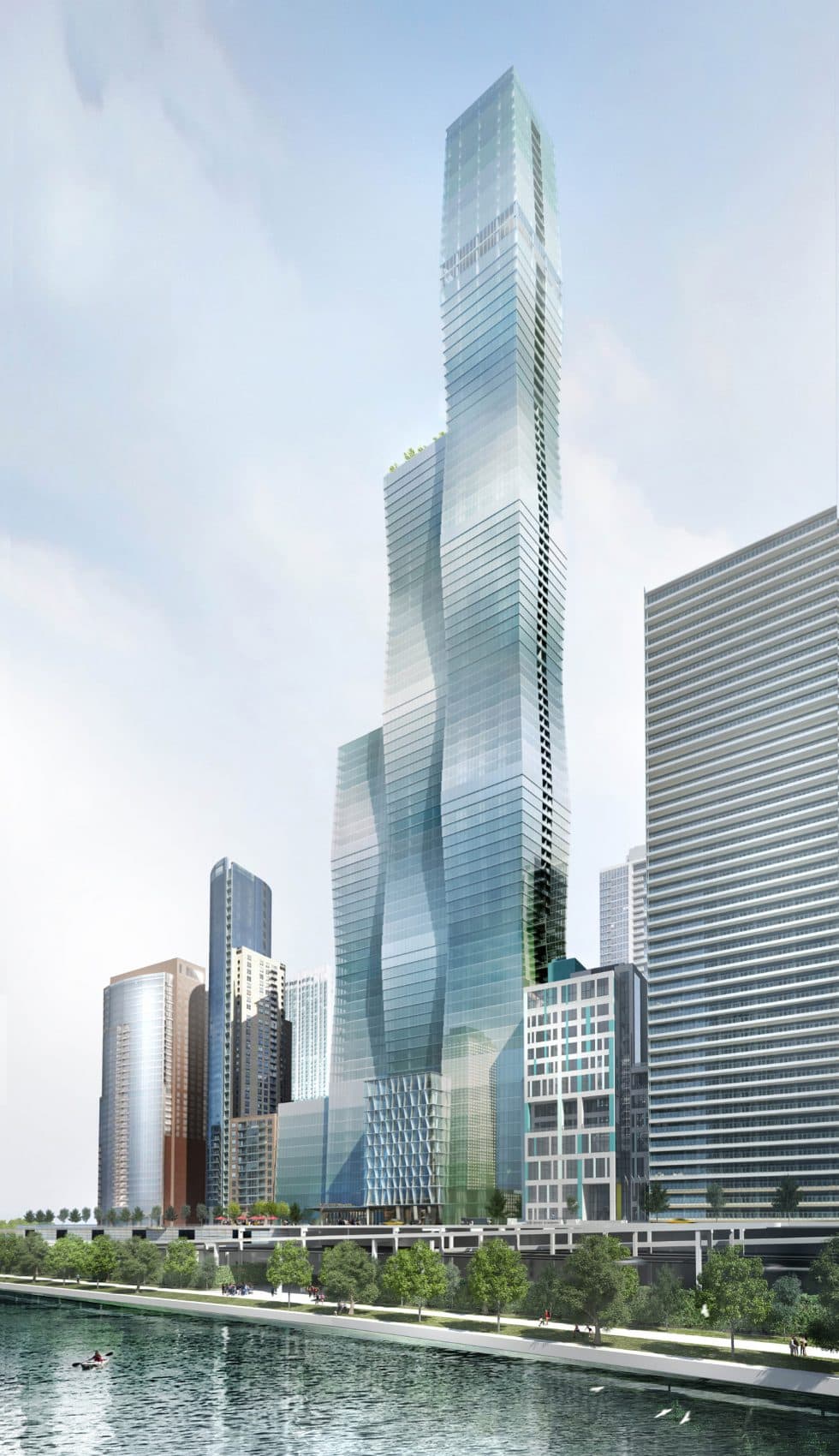 A rendering of the Vista Tower in Chicago. (Courtesy Studio Gang).