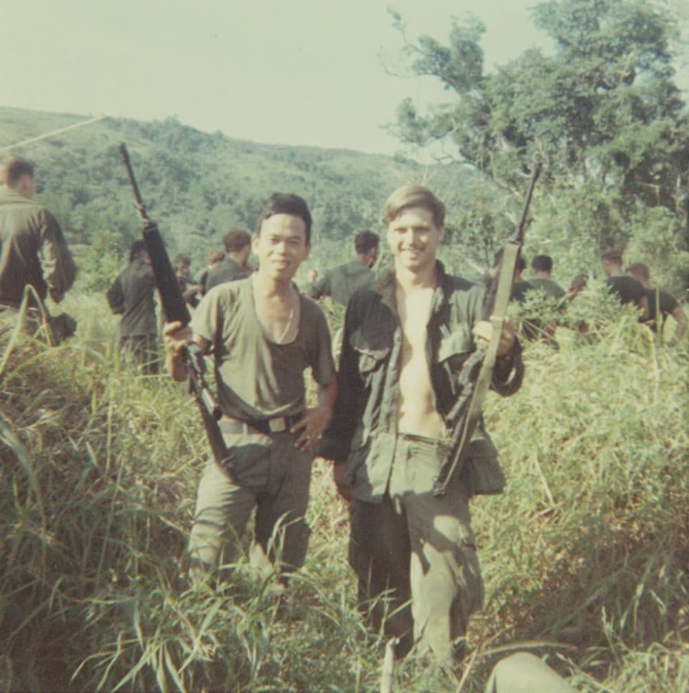 McCloughan (right) with a platoon interpreter in Nui Yon Hill, 1969. (Courtesy of James McCloughan)