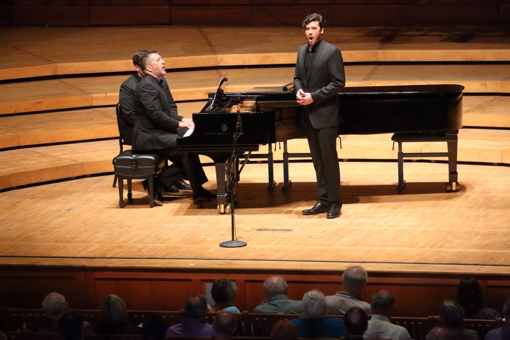 Thomas Adès accompanies Andrè Schuen Thursday night at Tanglewood. (Courtesy of Hilary Scott)