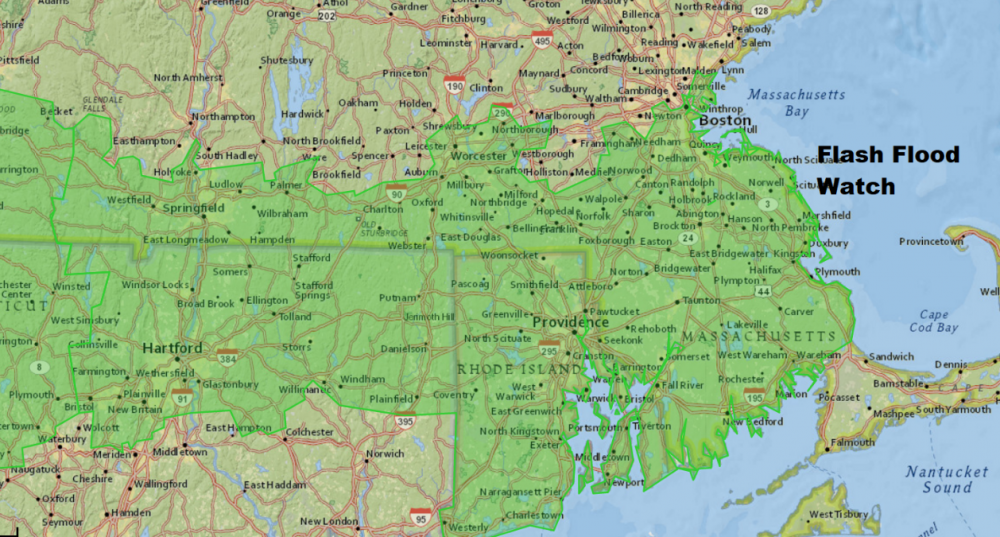 A flash flood watch for potentially heavy rain this afternoon has been issued. (Dave Epstein/WBUR)