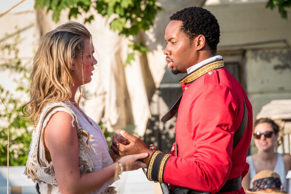 Miranda (Ella Loudon) and Ferdinand (Deaon Griffin-Pressley). (Courtesy Stratton McCrady/Shakespeare & Company)