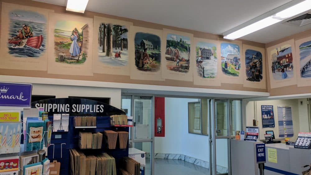 Inside the Durham post office. (Jason Moon/NHPR)