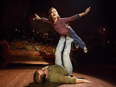 Alessandra Baldacchino as Small Alison and Robert Petkoff as Bruce in the "Fun Home" tour that's coming to Boston this season. (Courtesy Joan Marcus/Broadway in Boston)