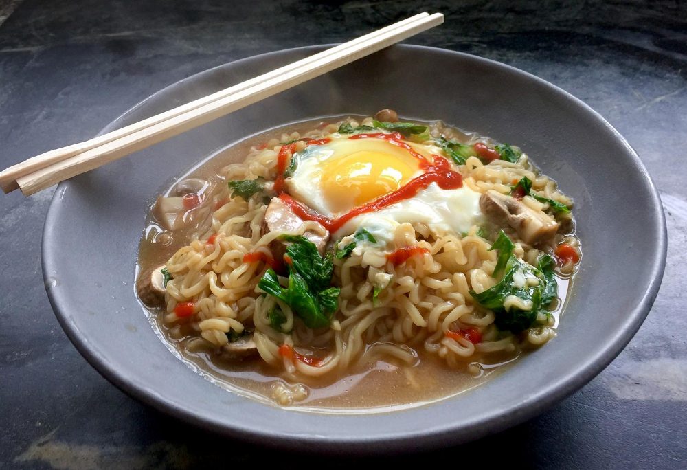 Emma Rudolph's easy upgraded ramen. (Kathy Gunst for Here & Now)