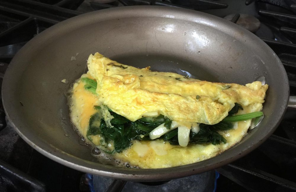 Kathy's spinach and cheese omelette. (Kathy Gunst for Here & Now)