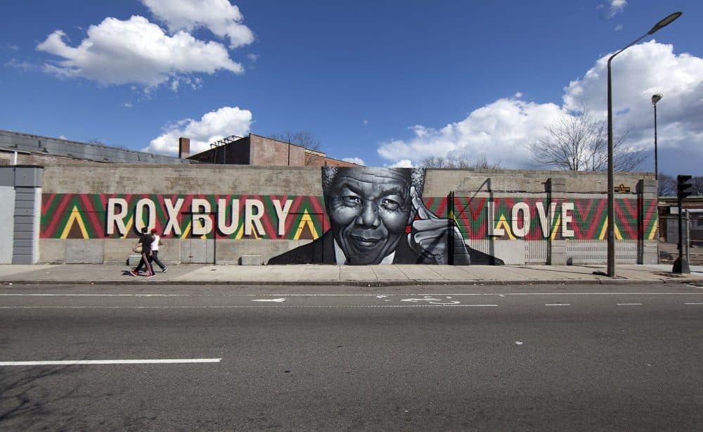 The "Roxbury Love" mural. (Joe Difazio for WBUR)