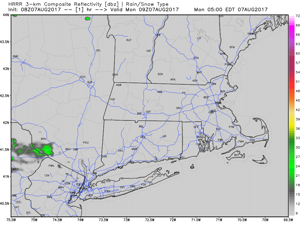 Models have the showers arriving later today, but it's a close call if the heavy rain ever makes it. (Courtesy WeatherBell)