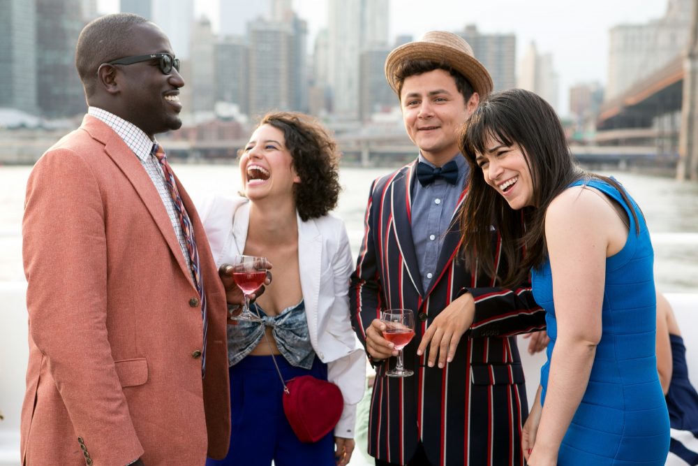 Left to right, Hannibal Buress, Ilana Glazer, Arturo Castro and Abbi Jacobson during production of "Broad City." (Courtesy of Matthew Peyton for Comedy Central)