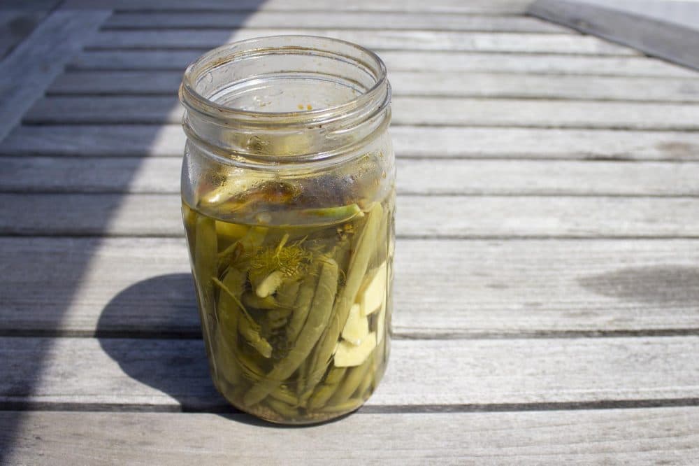 Kathy's chile-sesame pickled green beans. (Jackson Mitchell/Here & Now)