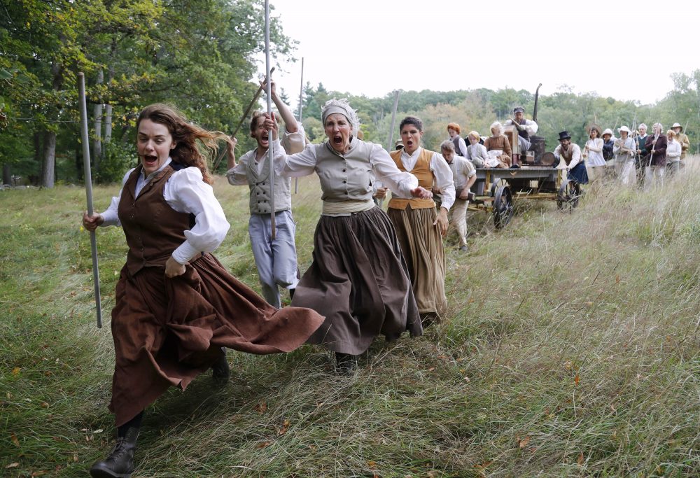 Audiences follow actors and a cart representing the chaos and cacophony of progress. (Courtesy Winslow Townson/The Trustees of Reservations)