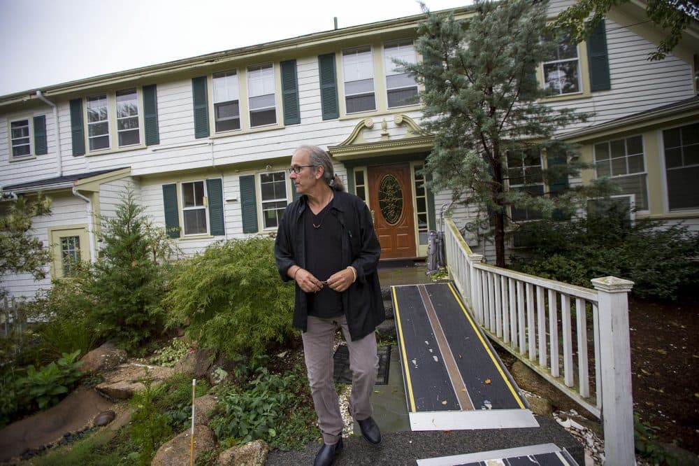 Hoffman visits what will become CCALS' education and retreat Center in Falmouth. (Jesse Costa/WBUR)