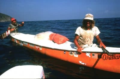 Don (left) and Dana, midway between Caracas, Venezuela, and Trinidad. (Courtesy Dana Starkell)