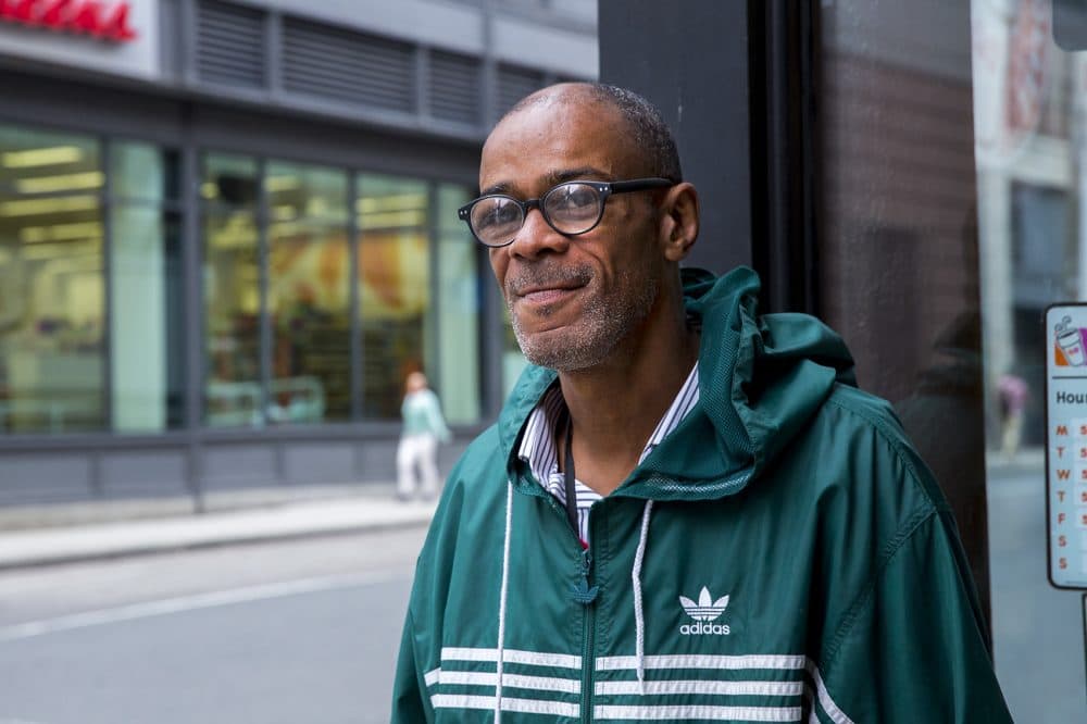 Lenny Higginbottom, in downtown Boston (Robin Lubbock/WBUR)