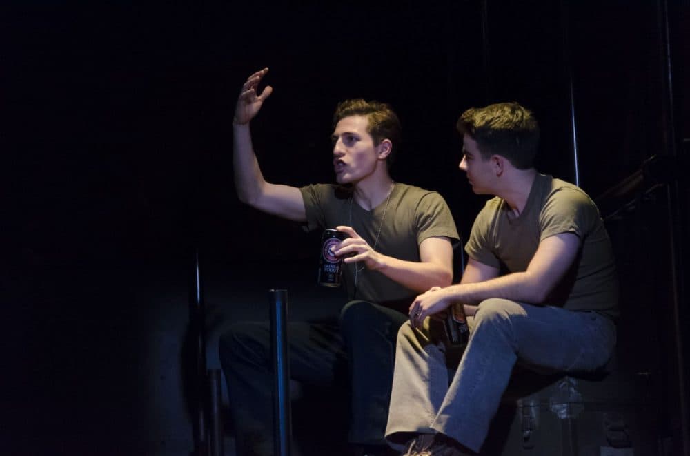 Conrad Sundqvist-Olmos as Young Dave and Ben Swimmer as Bobby in "The Honey Trap." (Courtesy Kalman Zabarsky/Boston Playwrights’ Theatre)