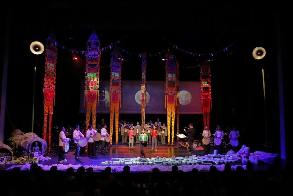 The multimedia performance of "Bangsokol: A Requiem for Cambodia." (Courtesy Tey Tat Keng/ArtsEmerson)