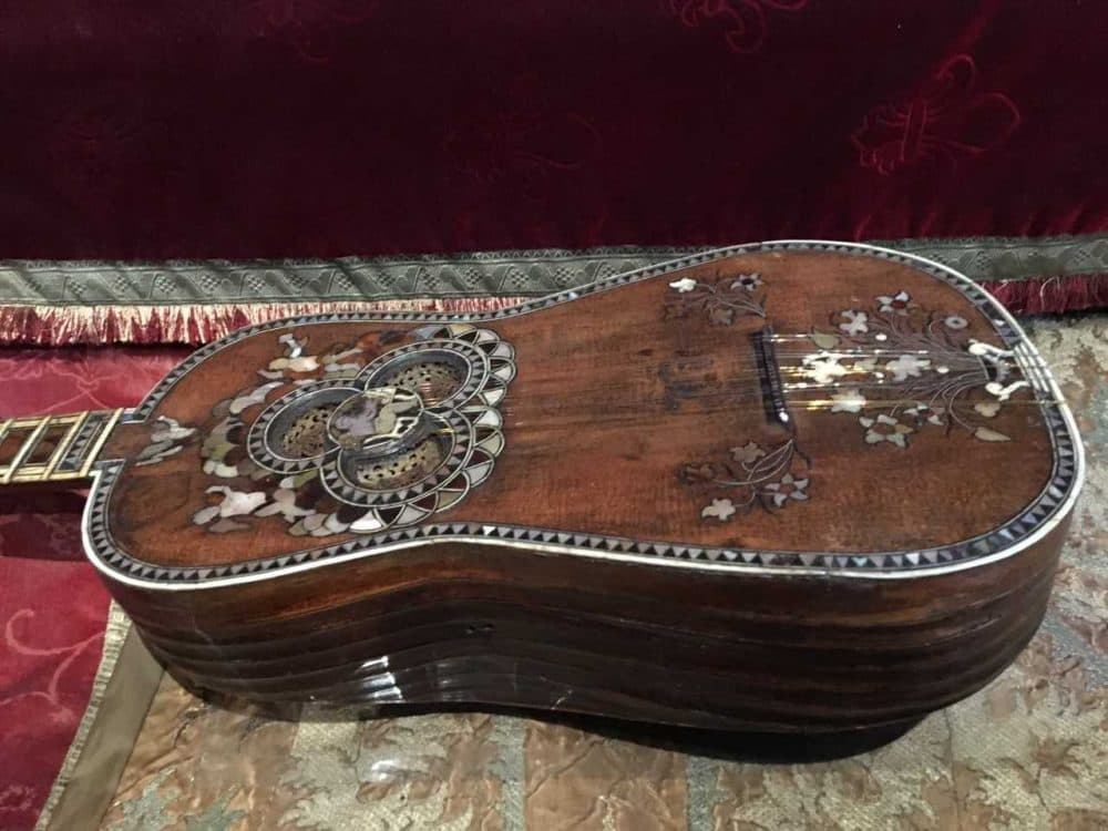 An 18th century guitar made by Jacopo Mosca Cavelli. (Andrea Shea/WBUR)