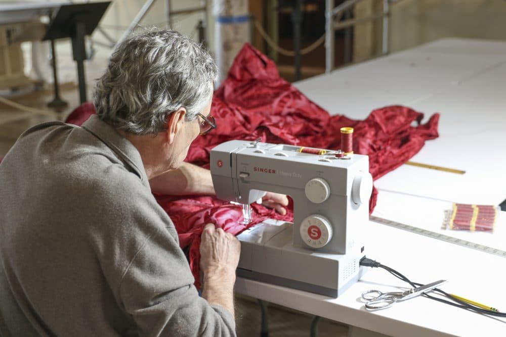 Textile conservator Tess Fredette commissioned Prelle, a 200-year-old luxury fabrics factory in Lyon, France, to weave the wall-coverings to Gardner's standards. (Courtesy Isabella Stewart Gardner Museum)