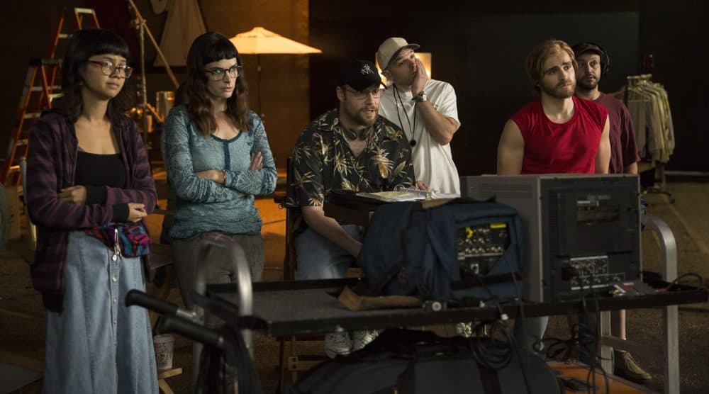 Charlyne Yi, Kelly Oxford, Seth Rogen, Paul Scheer and Dave Franco in "The Disaster Artist." (Courtesy Justina Mintz/A24)