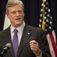 Three-quarters of Massachusetts voters approve of the job Charlie Baker is doing as governor, a new WBUR poll finds. (Jesse Costa/WBUR)