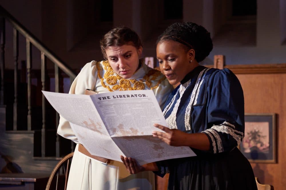 Caitlin Gjerdrum (left) as Prudence Crandall and Tenneh Sillah (right) as Sarah Harris in the Open Theater Project's Production of "An Education in Prudence" (Courtesy of Matt McKee Photography)