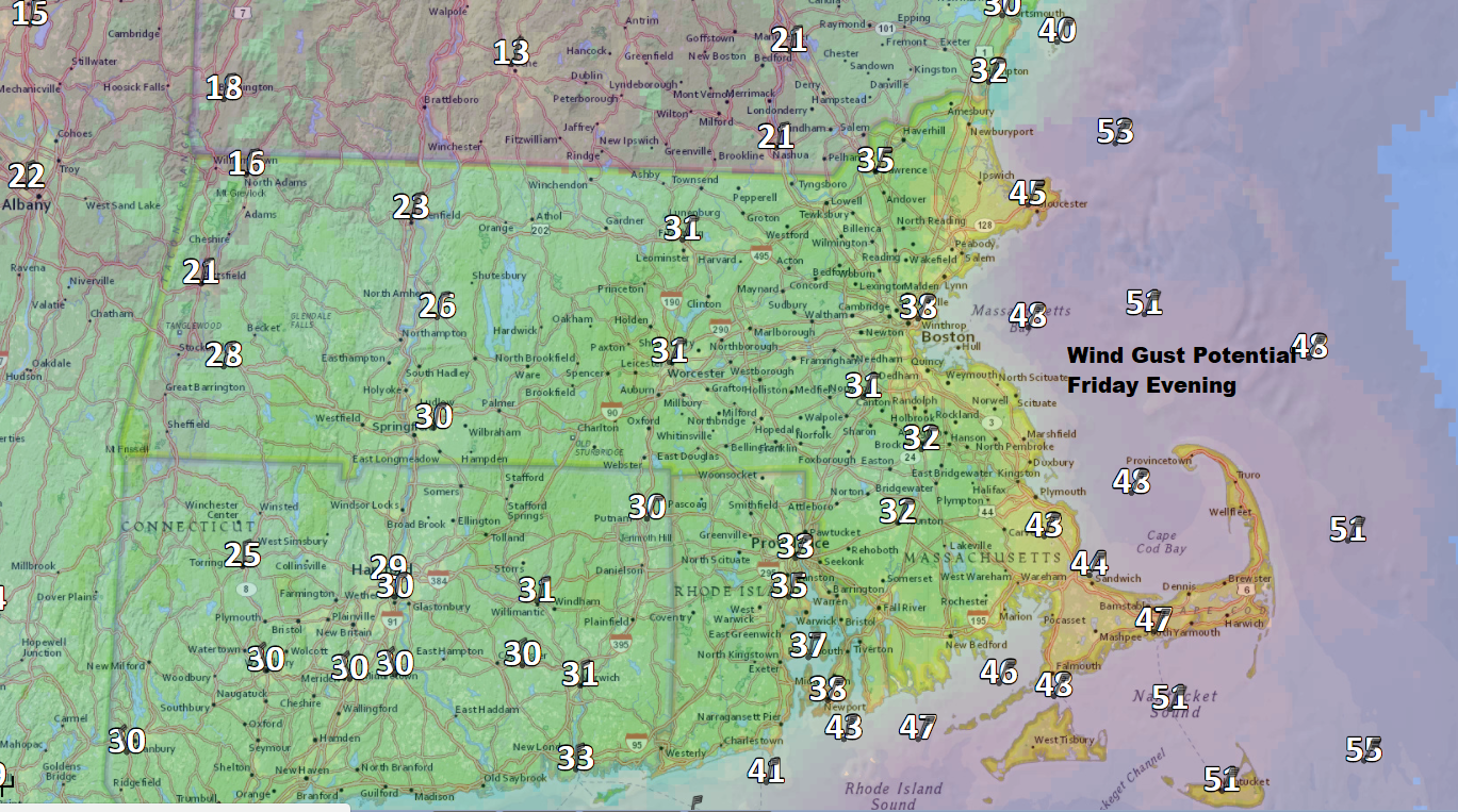 Winds will be strong and gusty Friday. (Dave Epstein/WBUR)