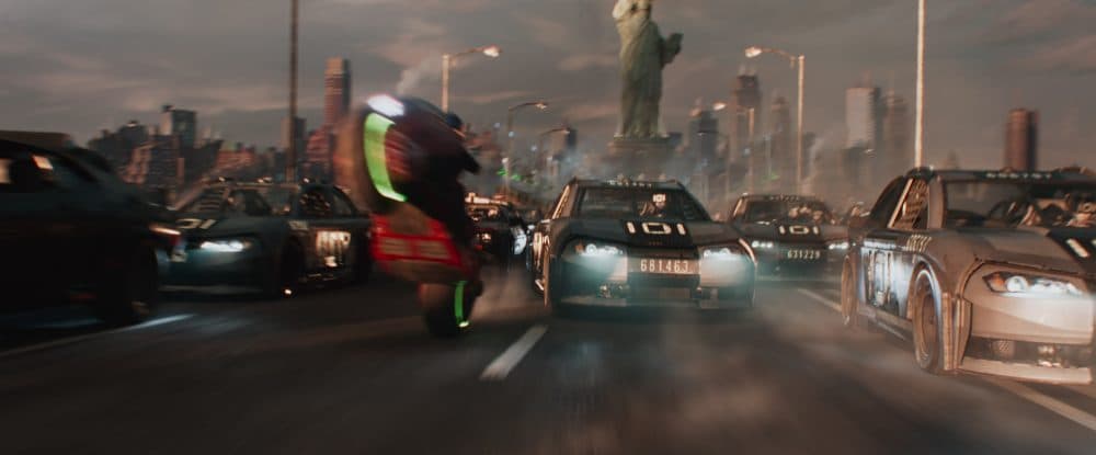 A scene from Spielberg's "Ready Player One." (Courtesy Warner Bros.)