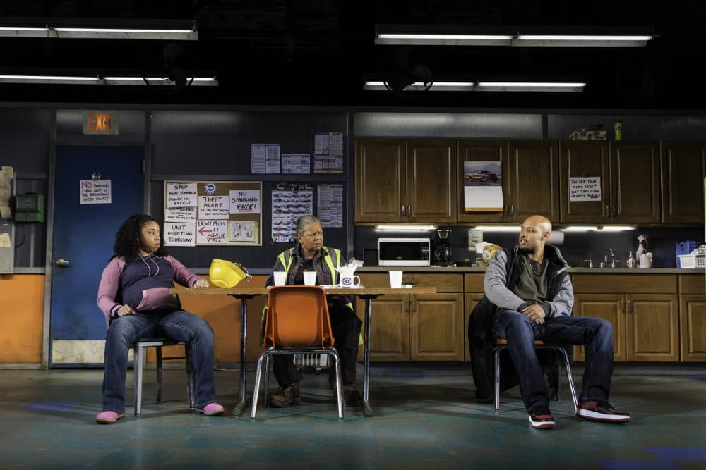 Toccarra Cash, Patricia R. Floyd, and Jonathan Louis Dent in the Huntington Theatre Company's production of "Skeleton Crew." (Courtesy T. Charles Erickson/Huntington Theatre Company)